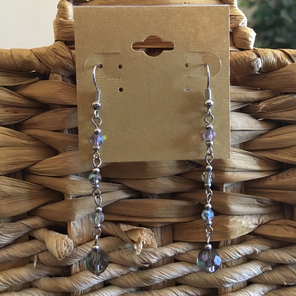 Vintage repurpose rainbow glass drop earrings